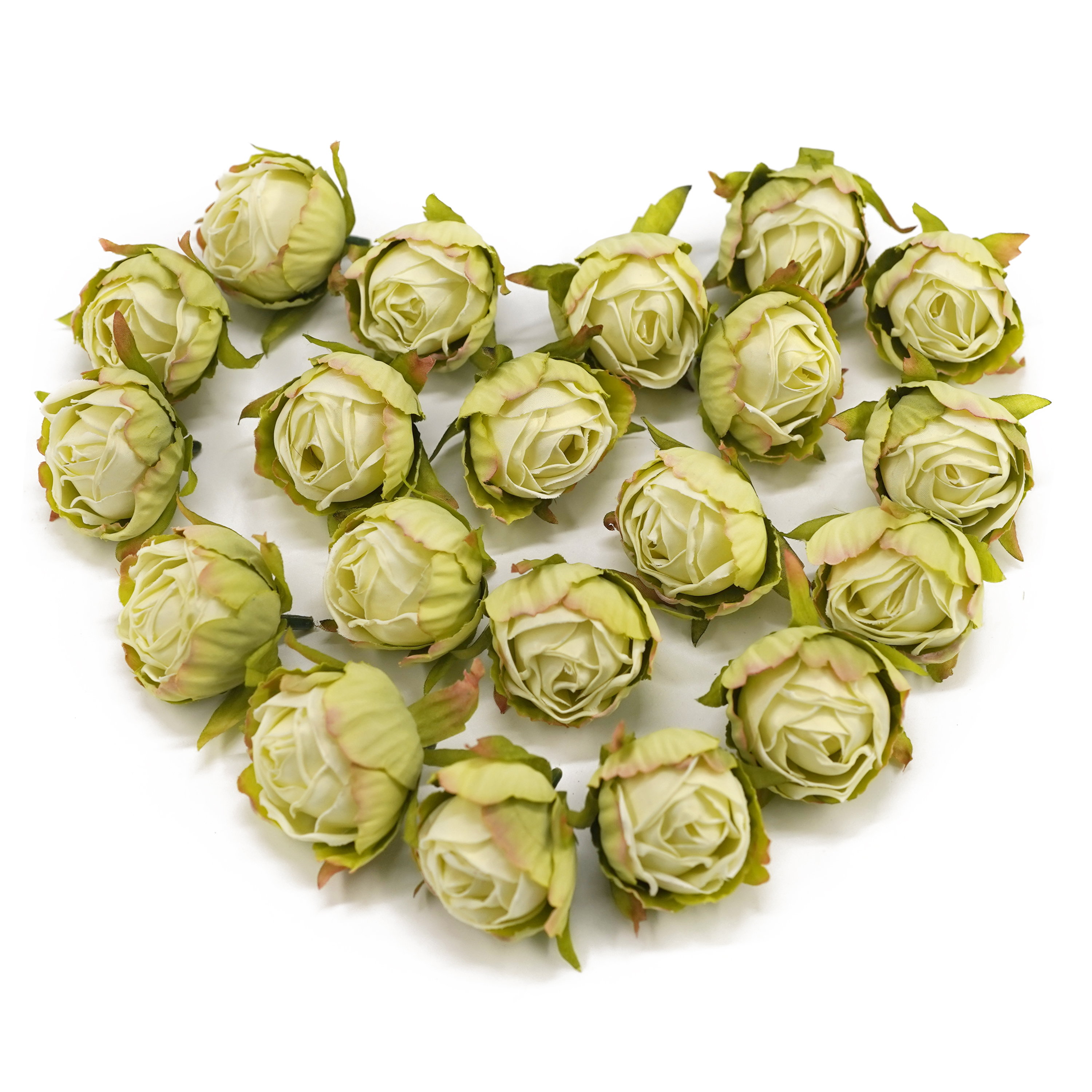 Boquetx Pack of 20 Decorative DIY Green Artificial Flowers Rose bud 4x3cm