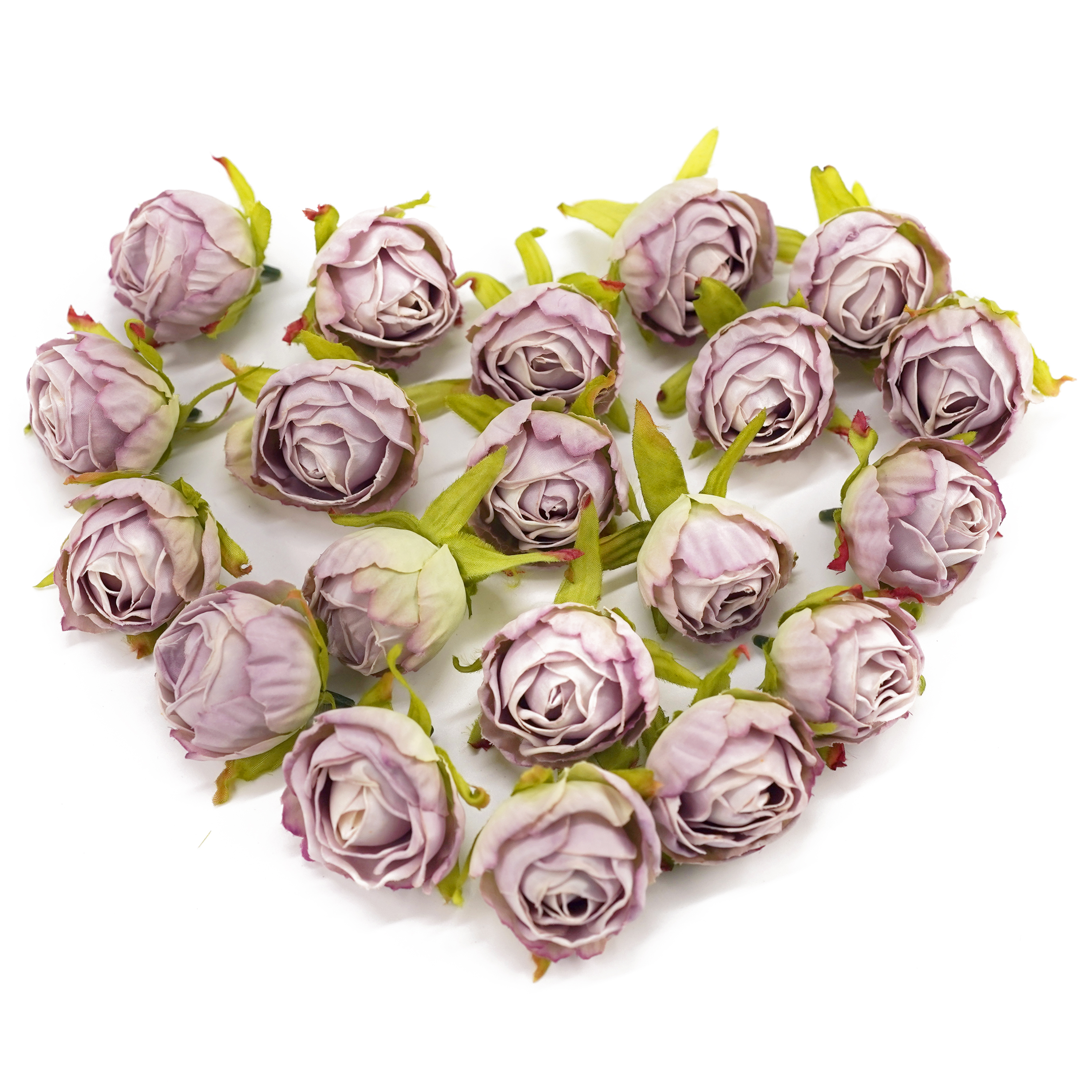 Boquetx Pack of 20 Decorative DIY Gray Pink Artificial Flowers Rose bud 4x3cm