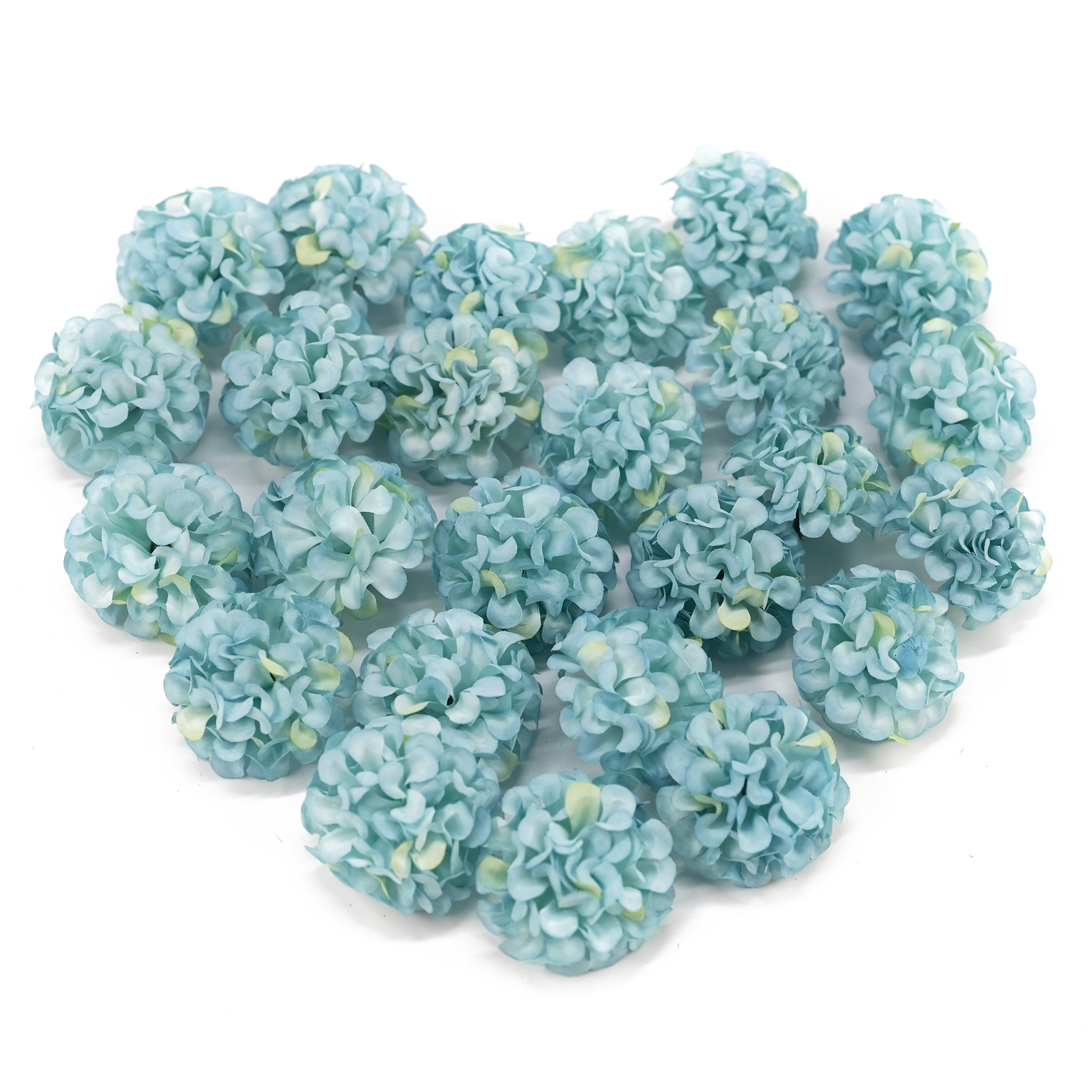 Boquetx Pack of 25 Decorative Mini Blue Artificial Hydrangea Flowers 4cm in Diameter