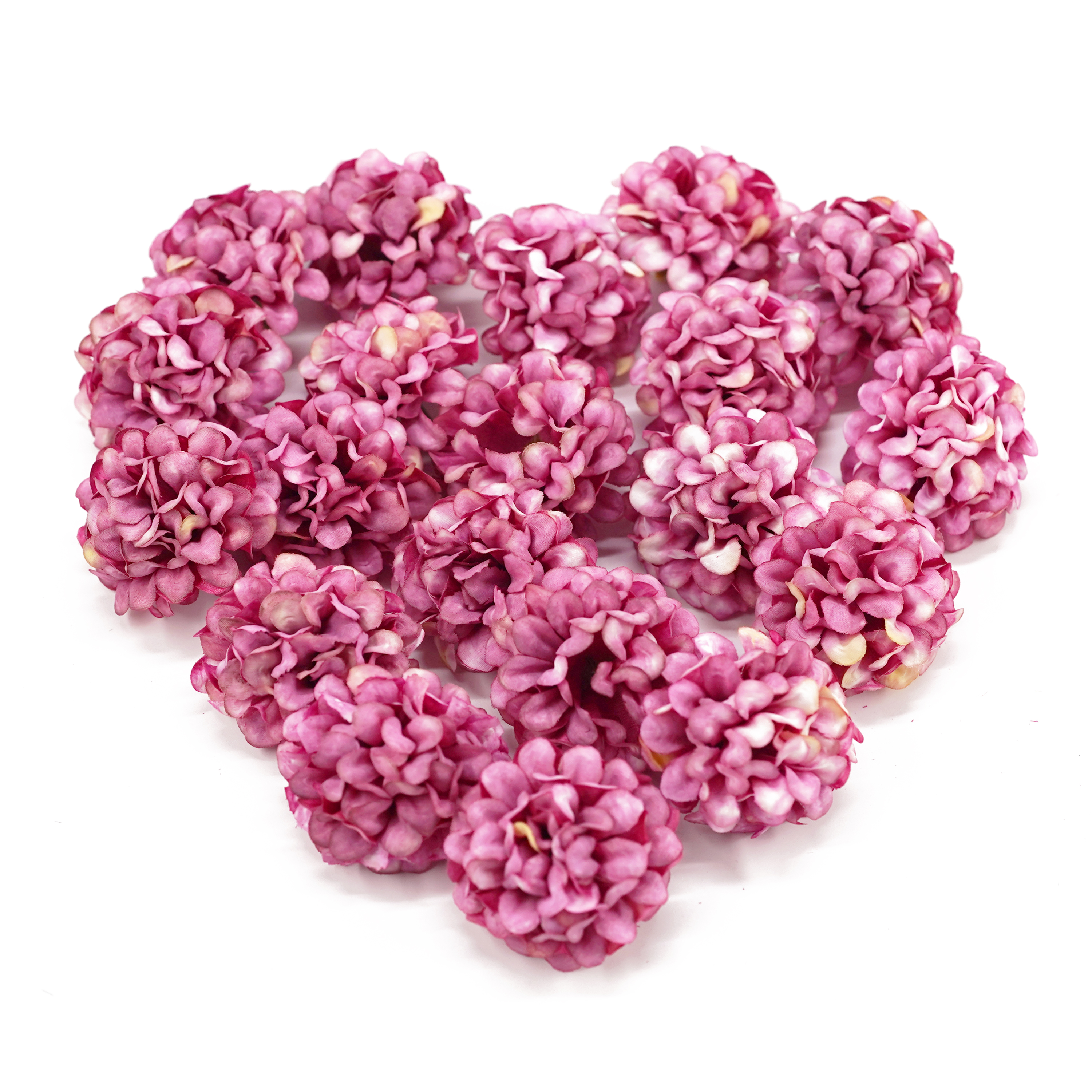 Boquetx Pack of 25 Decorative Mini Pink Artificial Hydrangea Flowers 4cm in Diameter