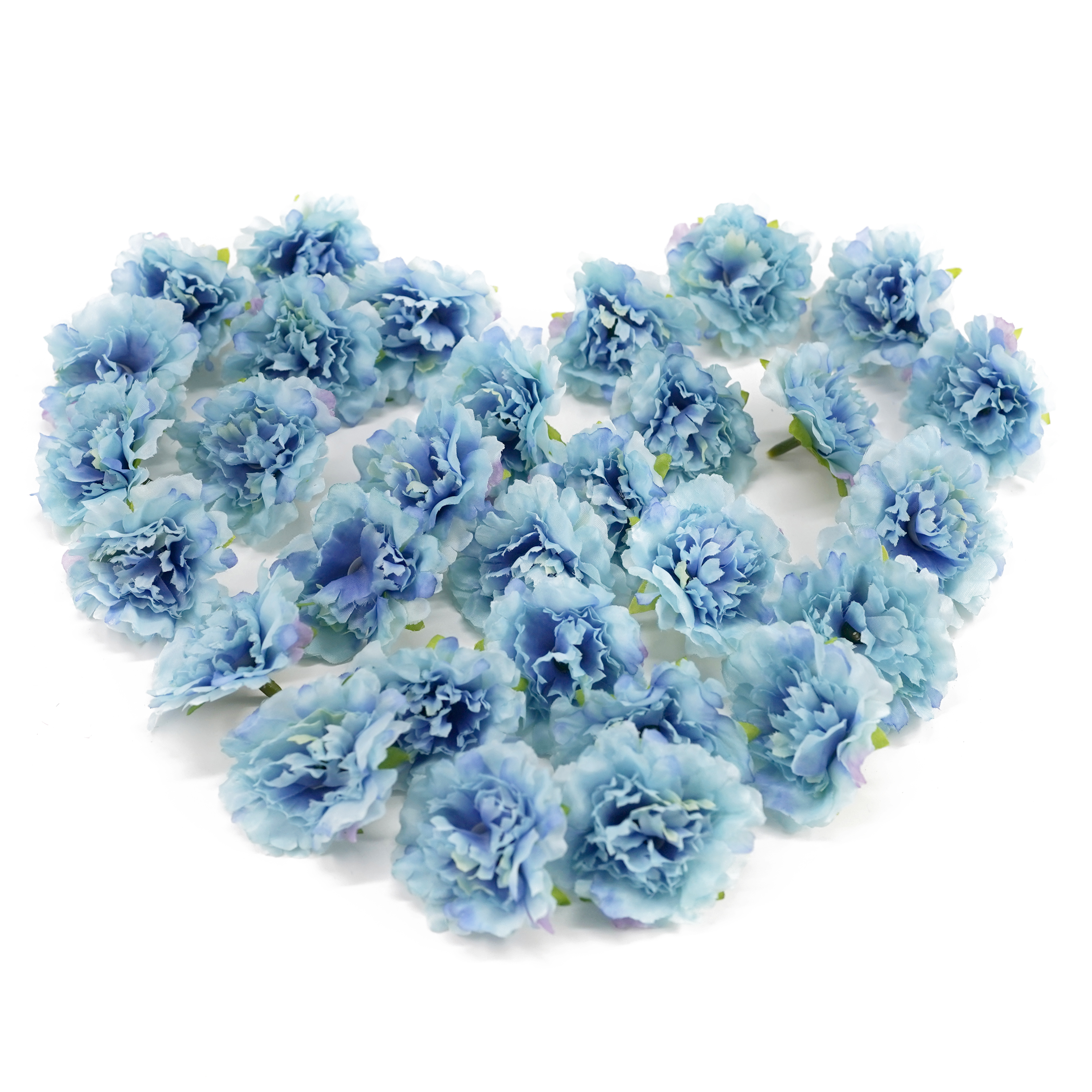 Boquetx Pack of 30 DIY Mini Cyan Artificial Carnation Flowers 5cm in Diameter