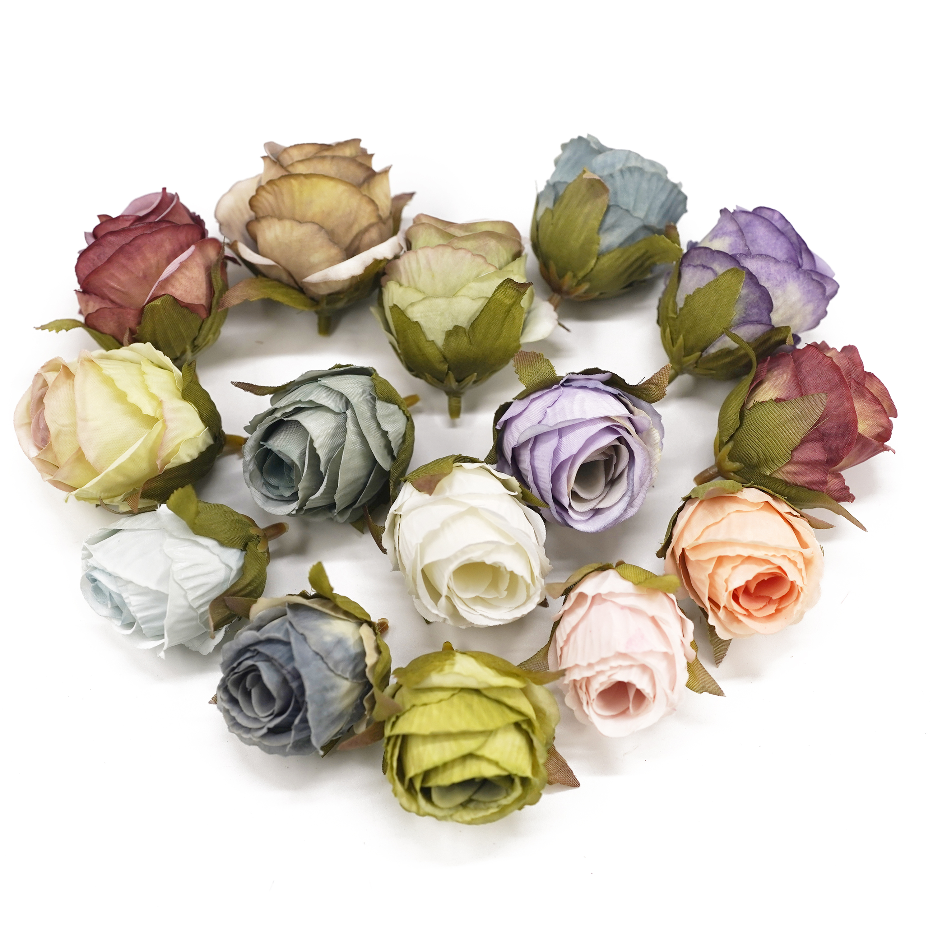 Boquetx Decorative Artificial Flowers Assorted 15 pieces Rose Bud 4x5 cm