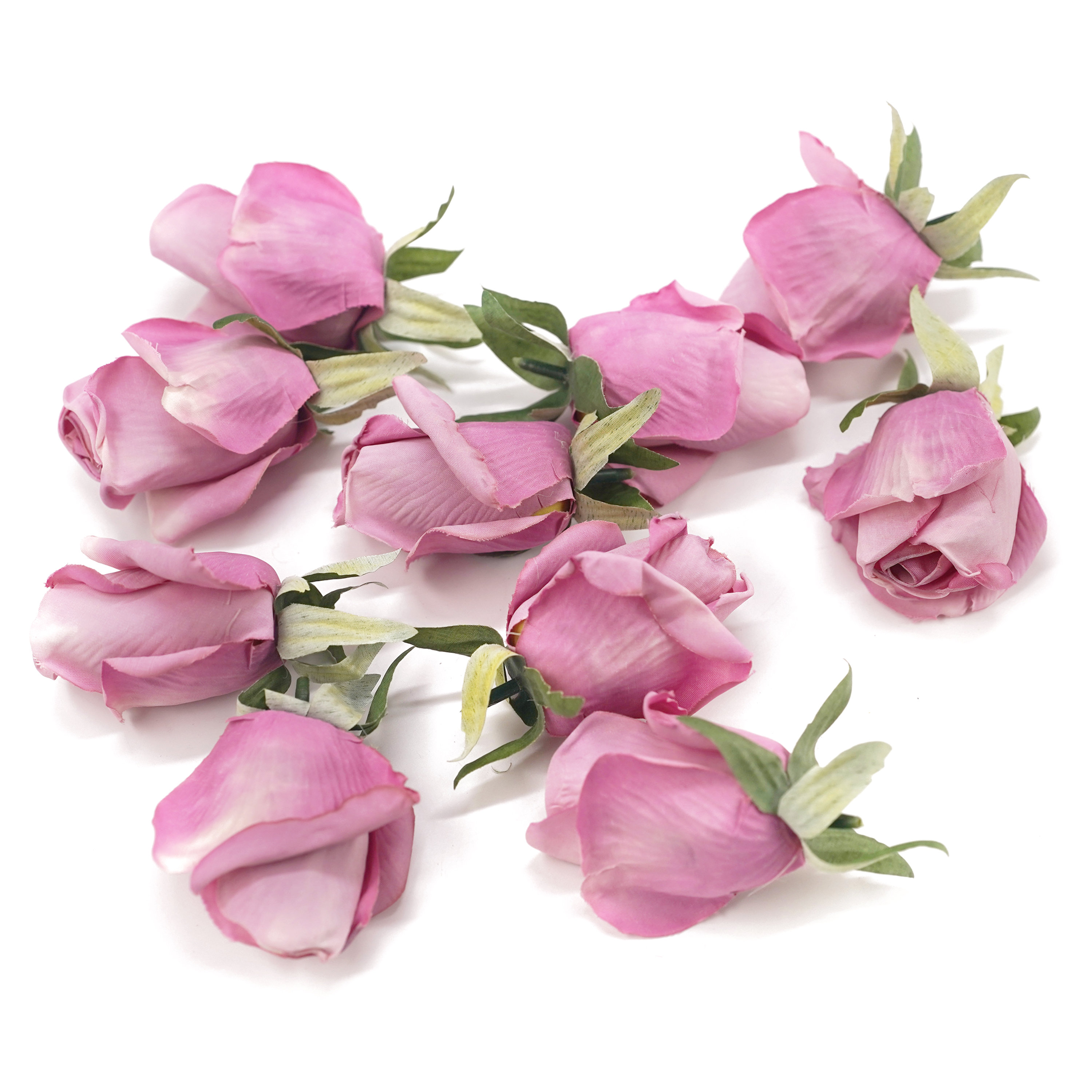 Boquetx Assorted 10 pieces Artificial Flowers Pink Tea Rose Bud 7x5 cm