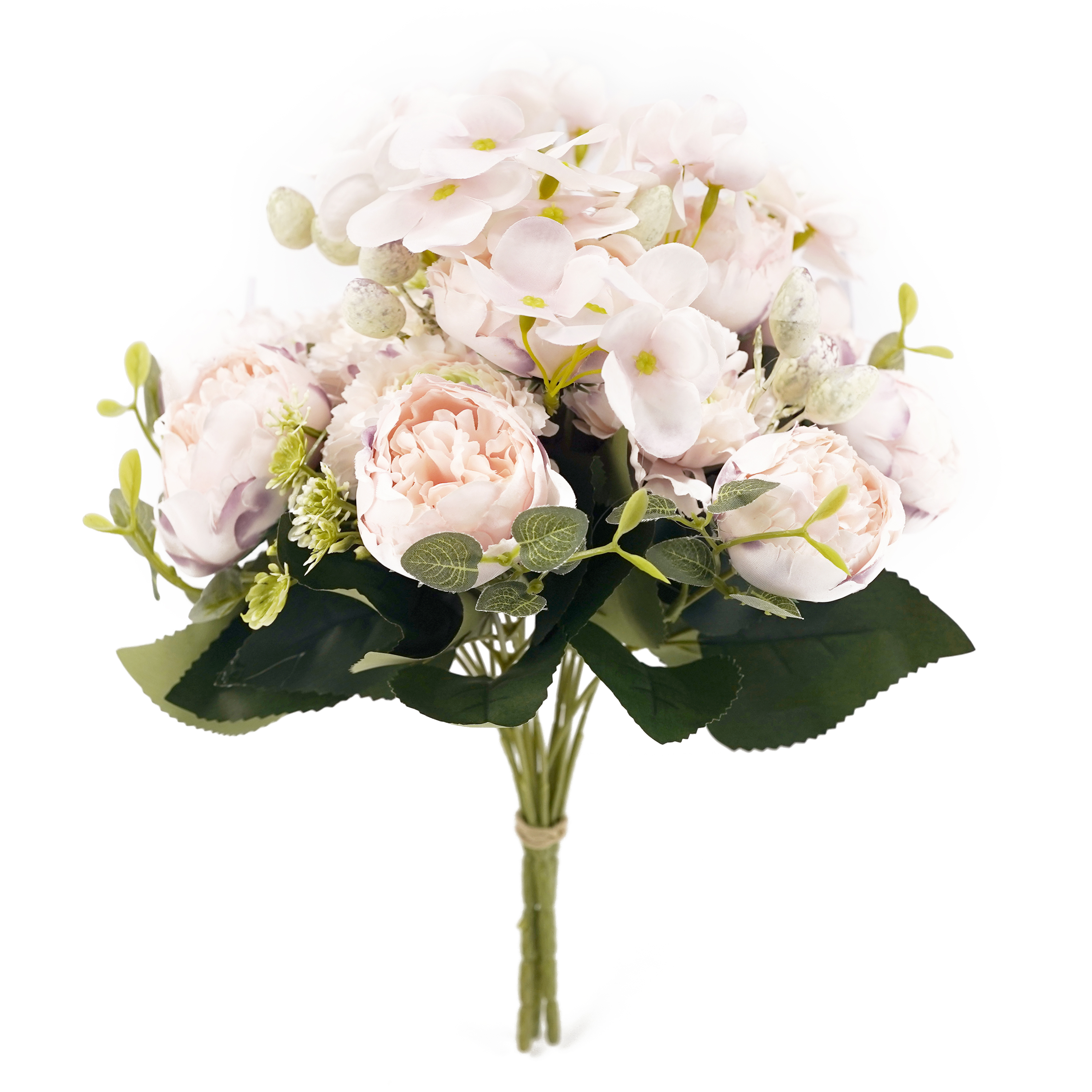 Boquetx Decorative 3 Branches Artificial Flower Arrangement Pink Peony 29cm Tall