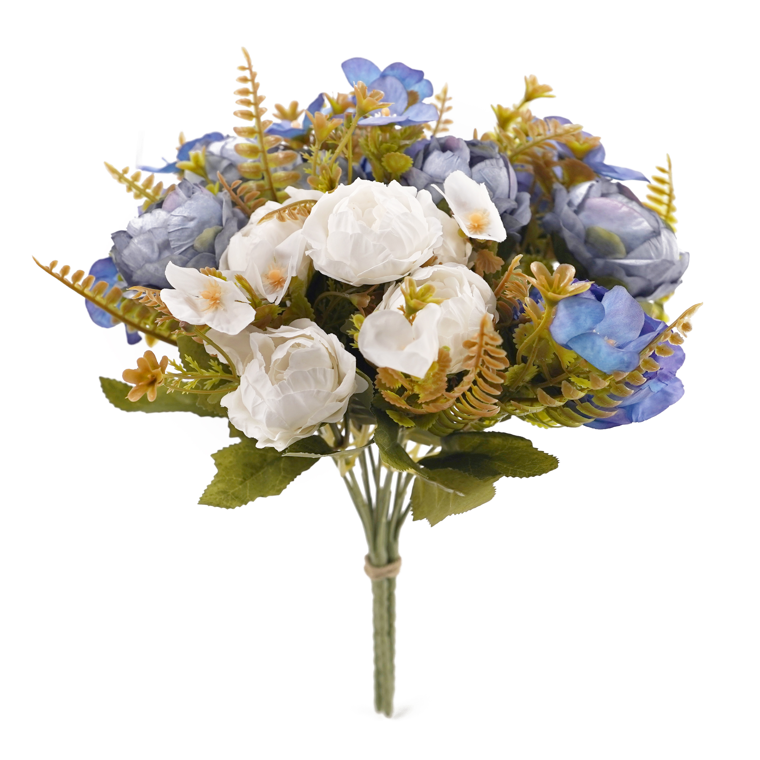 Boquetx 3 Branches Assorted Colors Artificial Flower Arrangement Blue Peony Buds 32cm Tall