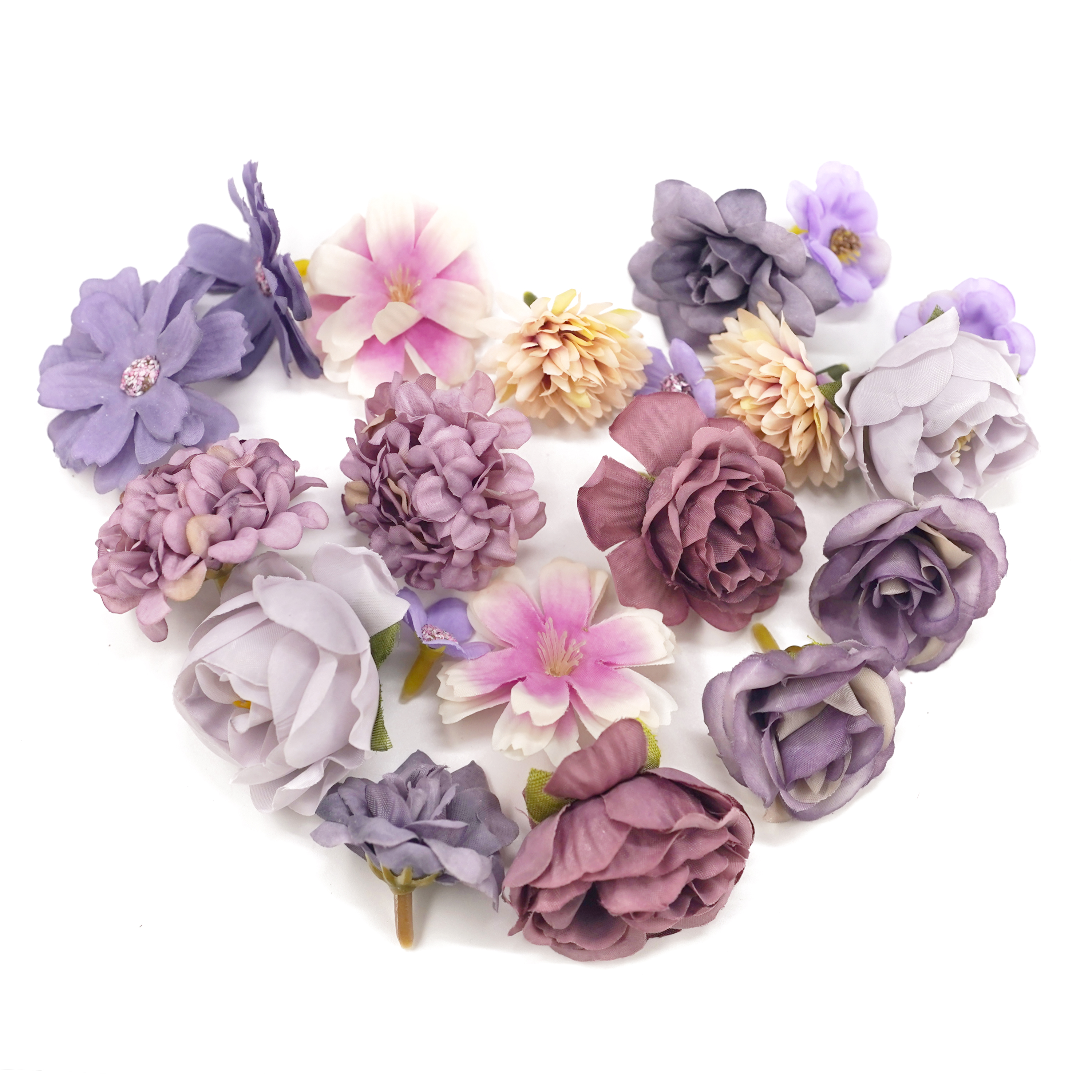 Boquetx Pack of 20 Assorted Purple Decorative Artificial Flowers DIY Handicraft Materials