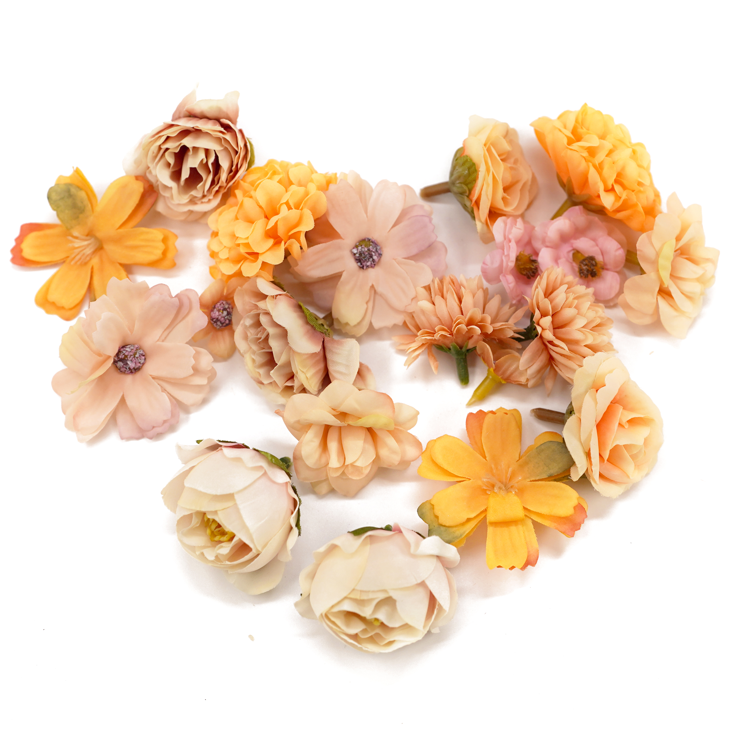 Boquetx Pack of 20 Assorted Orange Decorative Artificial Flowers DIY Handicraft Materials