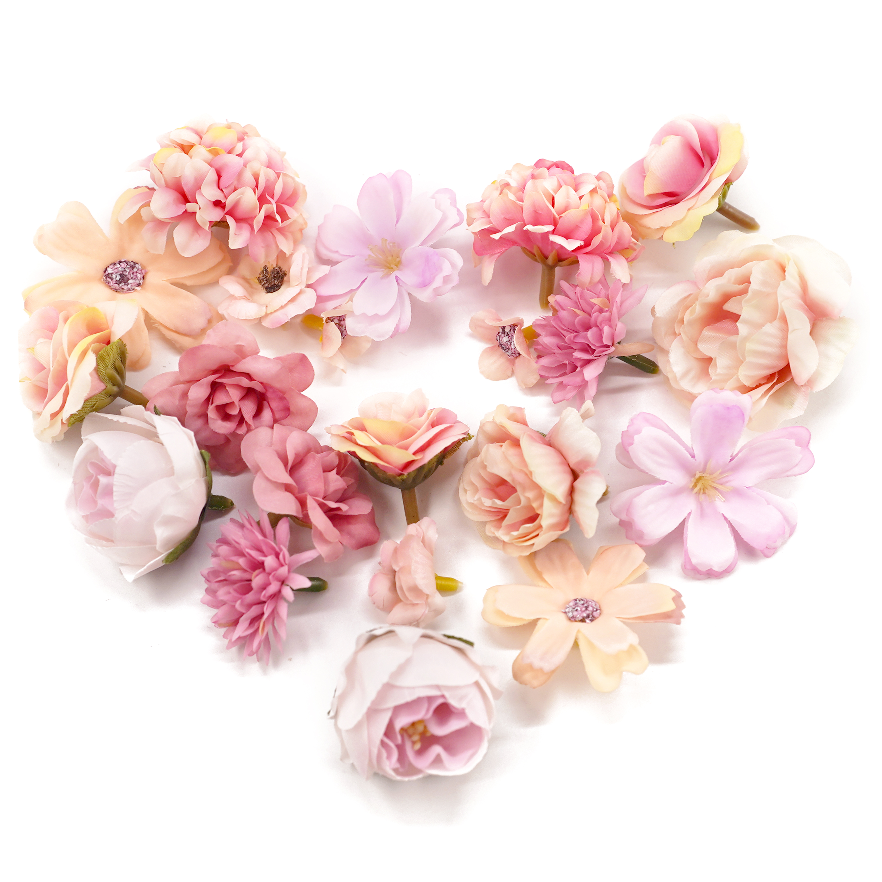 Boquetx Pack of 20 Assorted Pink Decorative Artificial Flowers DIY Handicraft Materials
