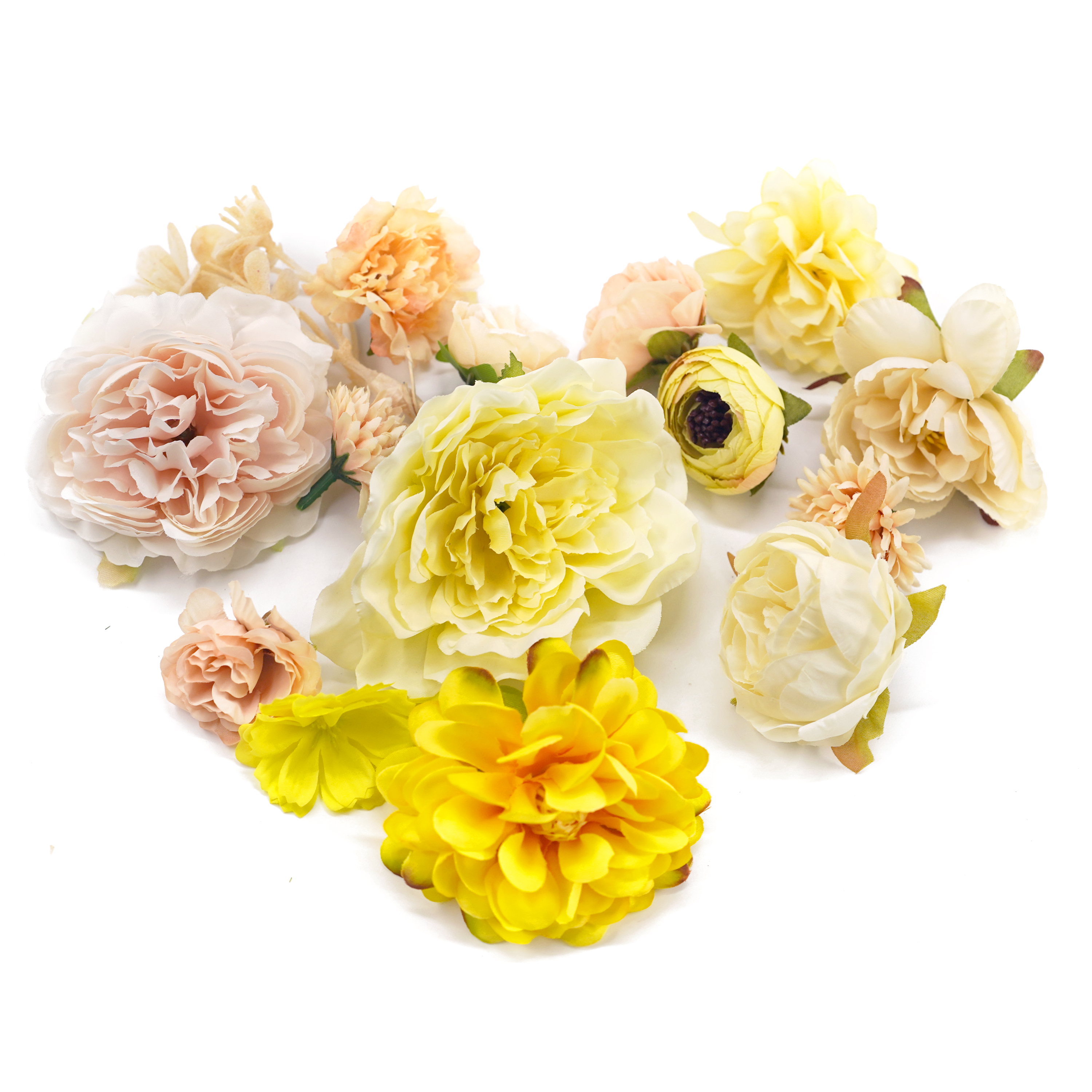 Boquetx Yellow Decorative Artificial Flowers Pack of 20 Assorted DIY Handicraft Materials