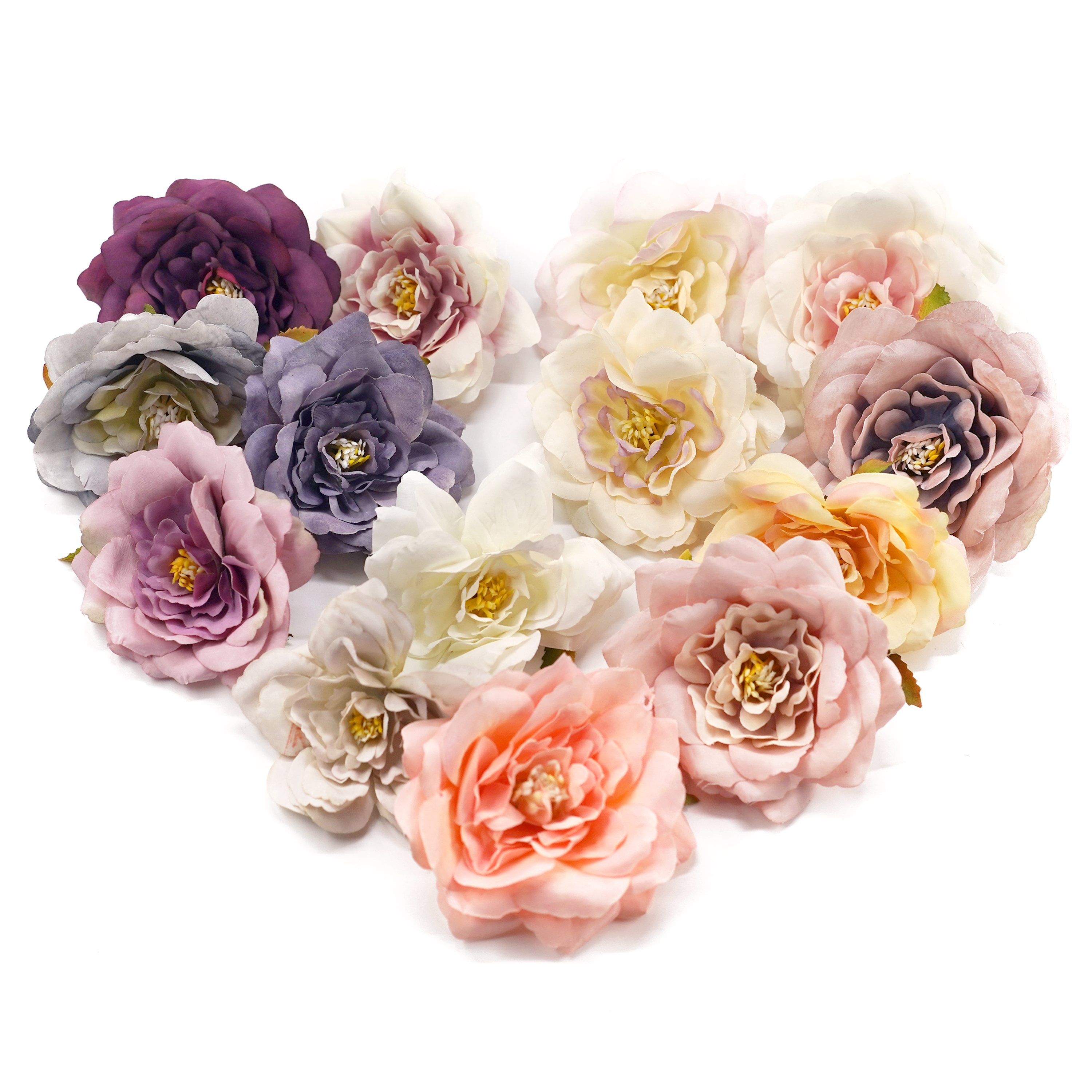 Boquetx Assorted 15 pieces Decorative Artificial Peony Flowers 10 cm in diameter