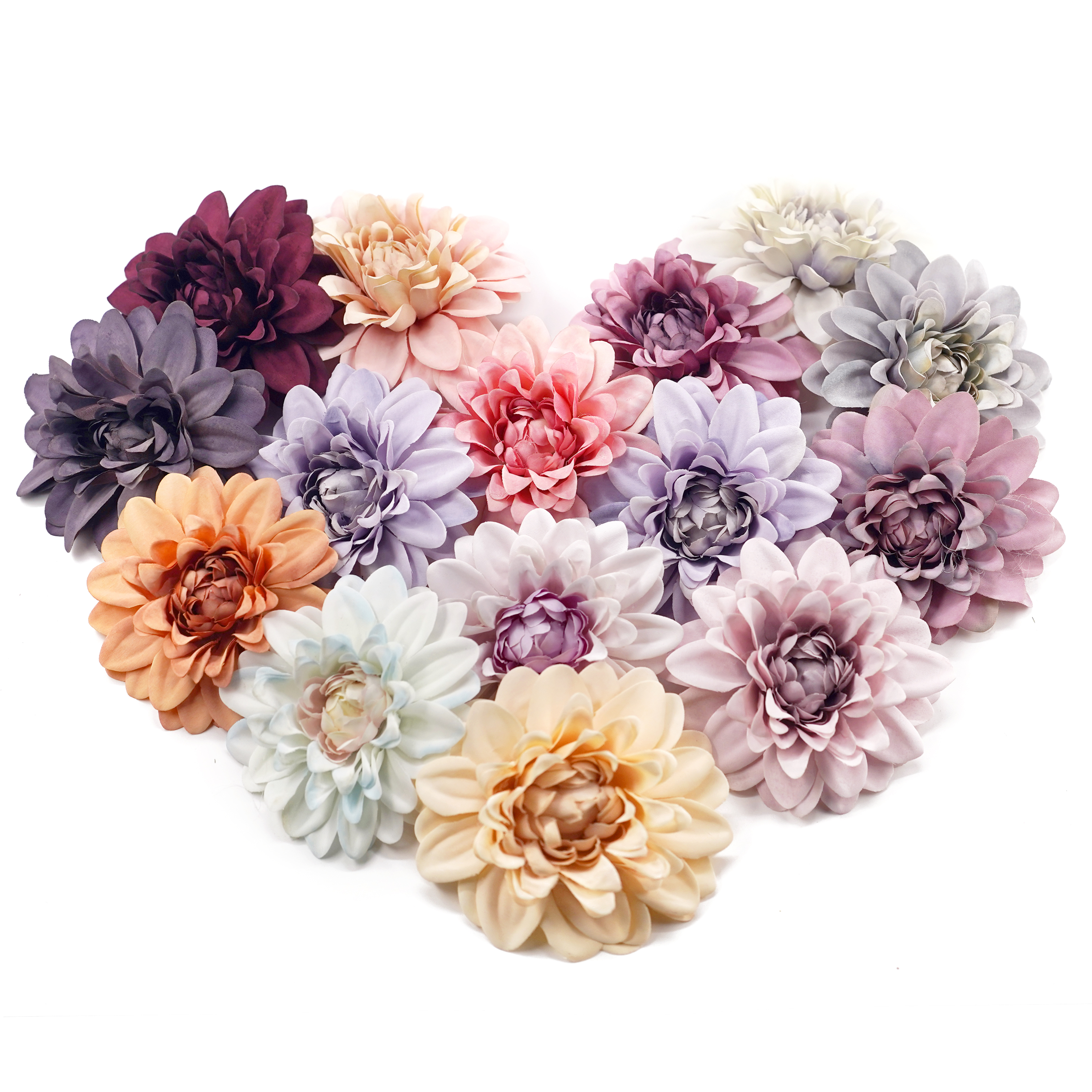 Boquetx Assorted Colors 15 Pieces Decorative Artificial Dahlia Flowers 10cm in diameter