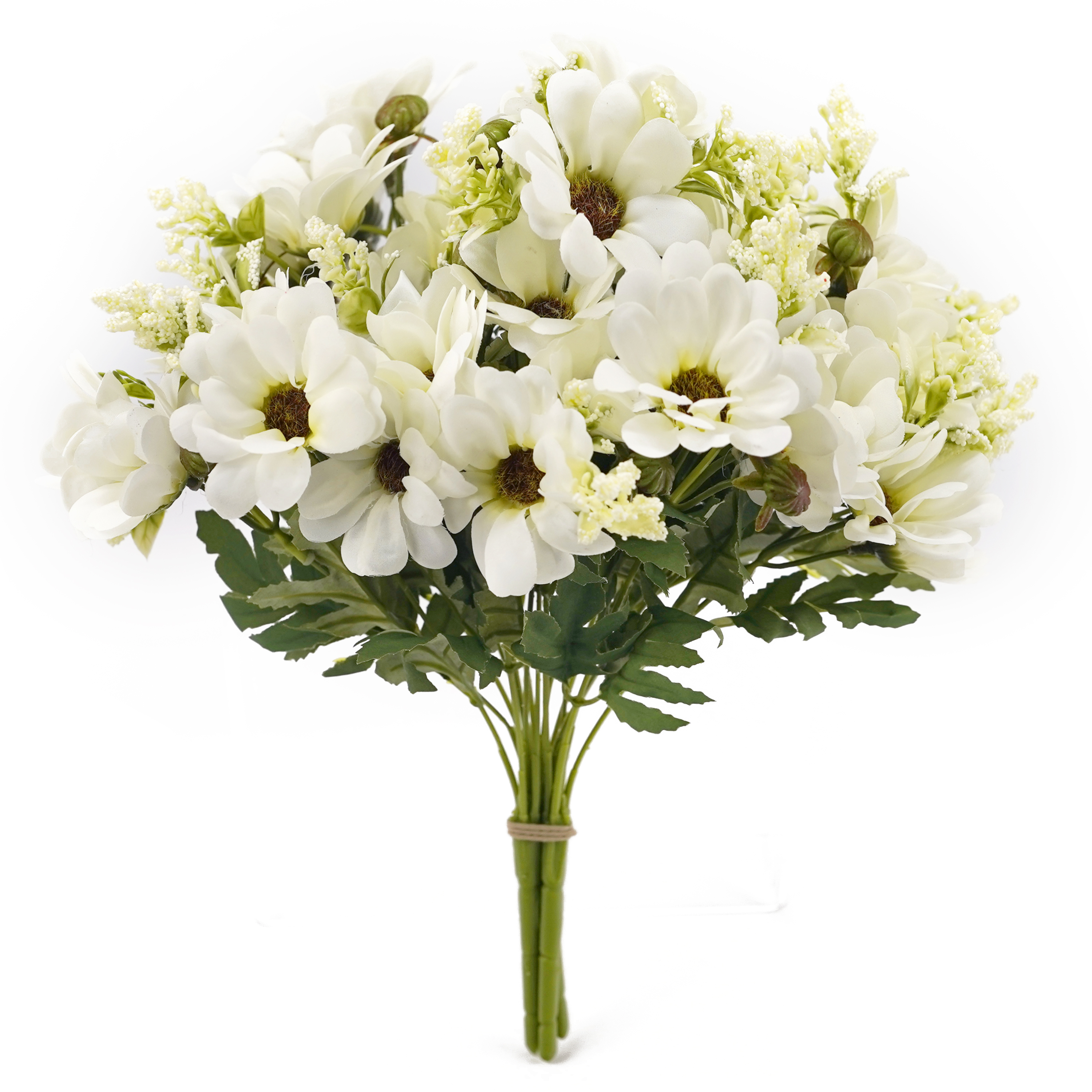 Boquetx 3 Branches Decorative White Daisy Artificial Flower Arrangement 34cm Tall