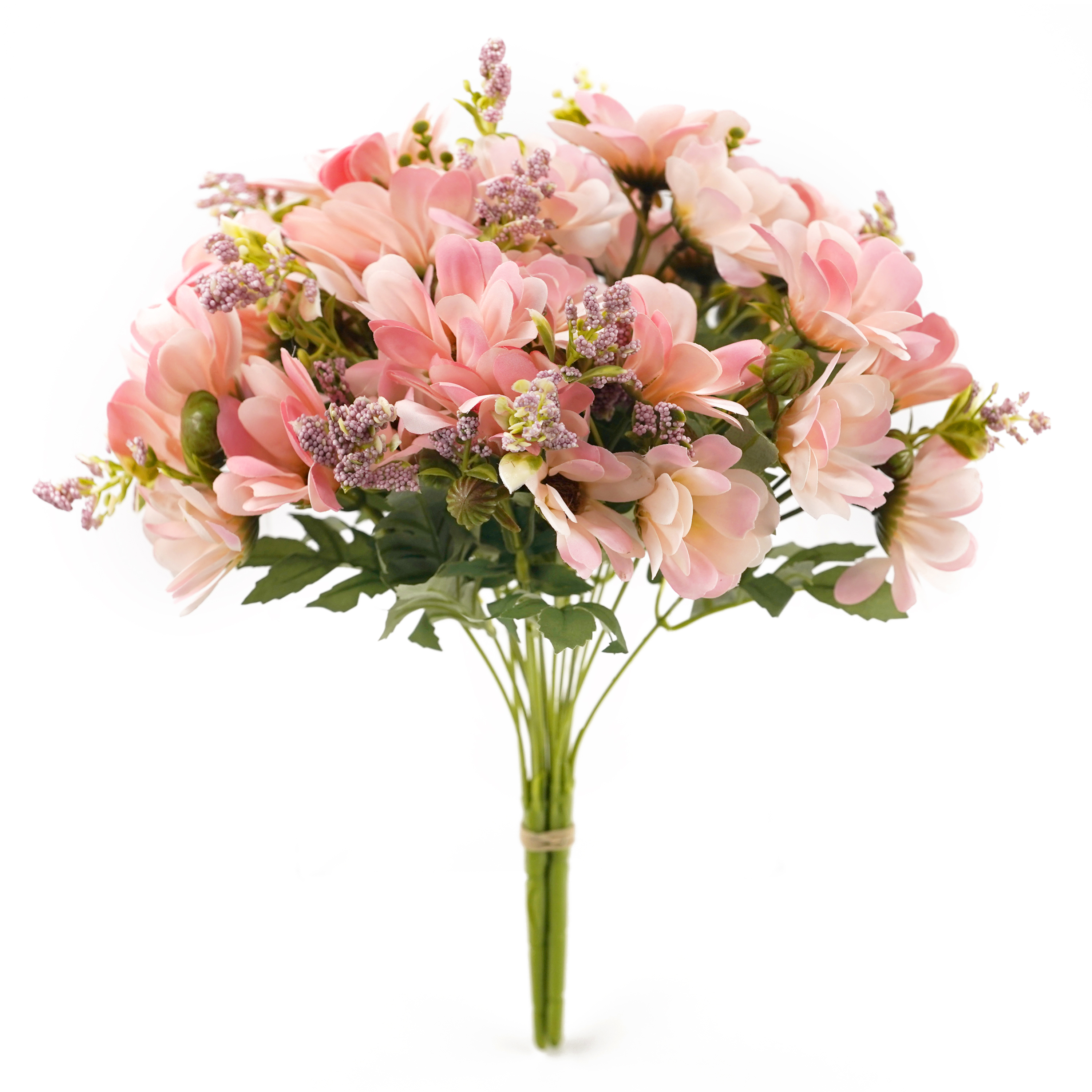 Boquetx 3 Branches Decorative Pink Daisy Artificial Flower Arrangement 34cm Tall