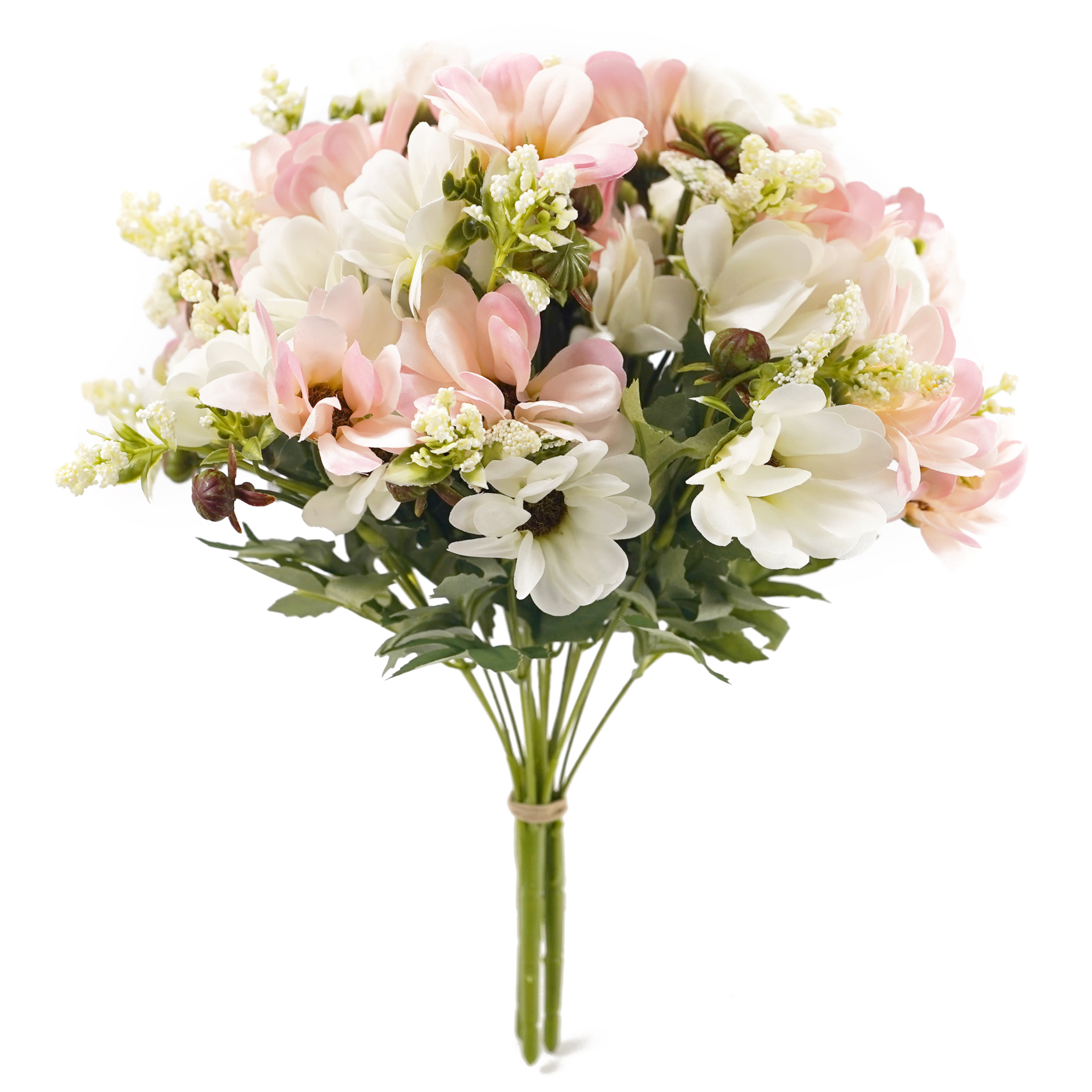 Boquetx 3 Branches Decorative Daisy Artificial Flower Arrangement White mix Pink 34cm Tall