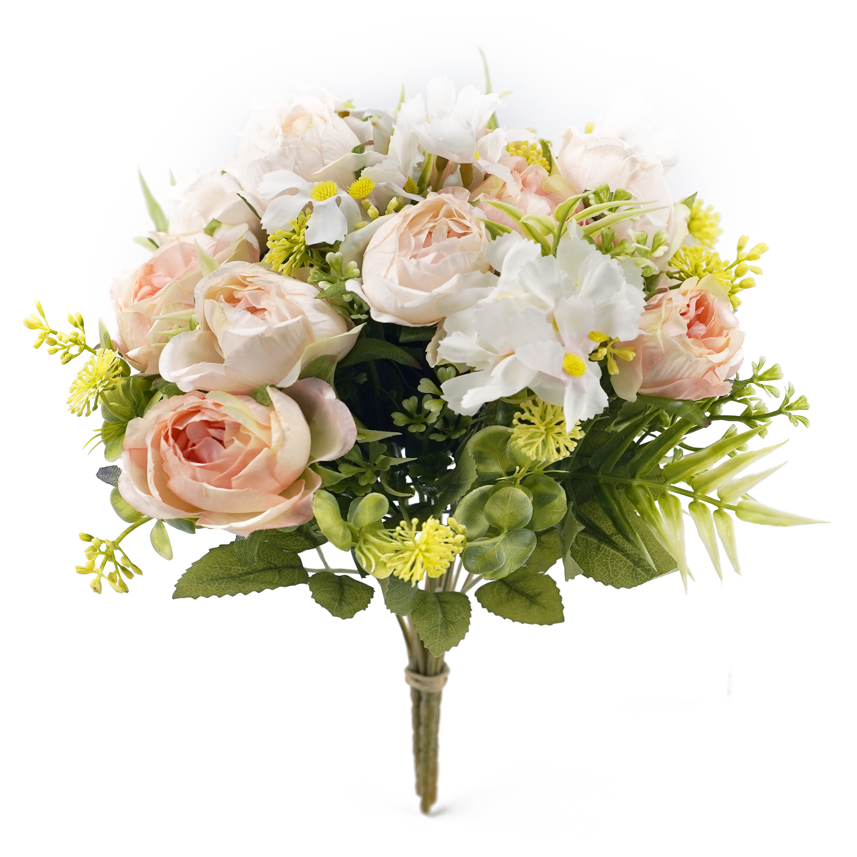Boquetx Assorted 3 Branches Peachy Rose mix Daisy Artificial Flower Arrangement 31cm Tall