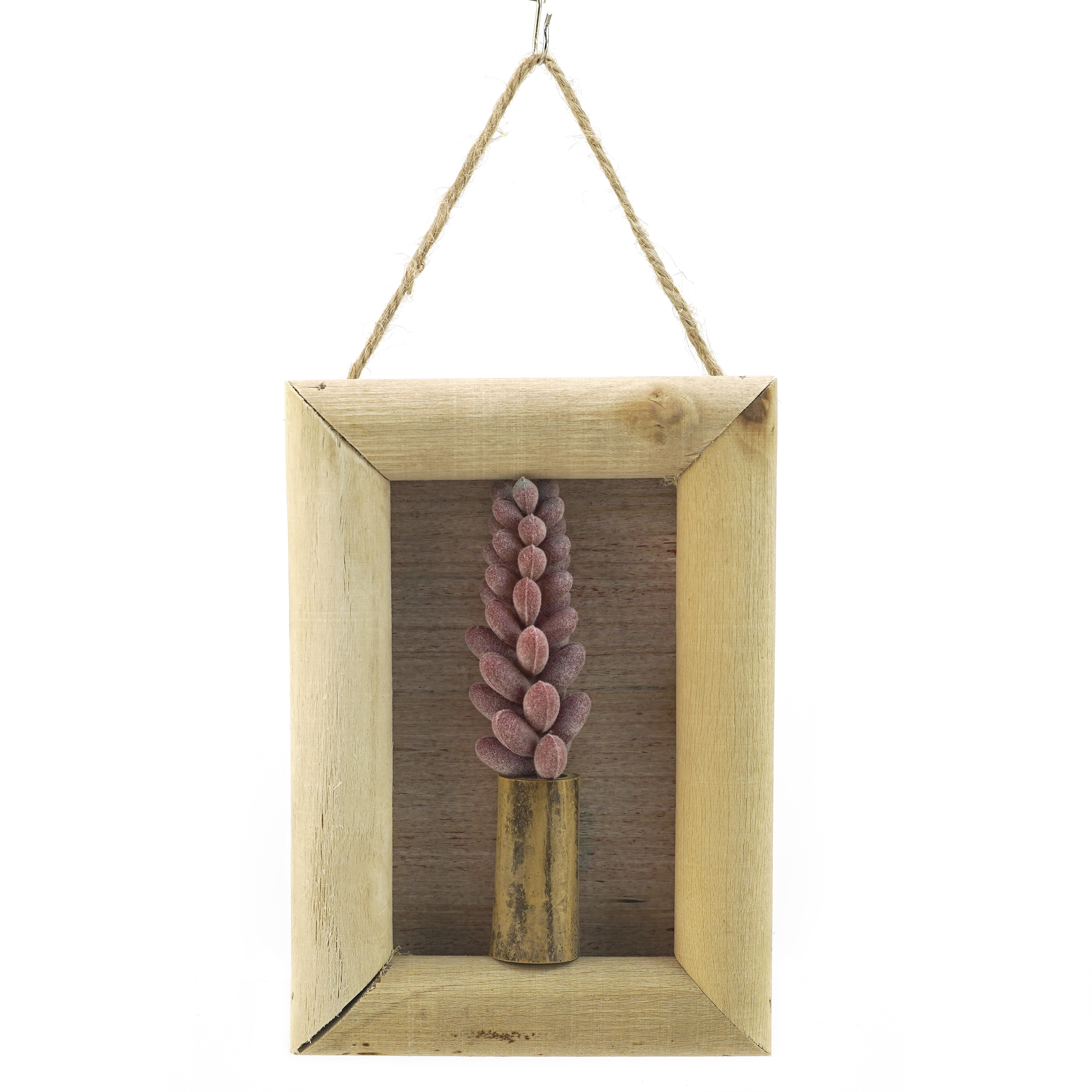 Boquetx Artificial Succulent Plant Sedum burrito in Wall Hanging Frame 5.7" x 4" x 1"