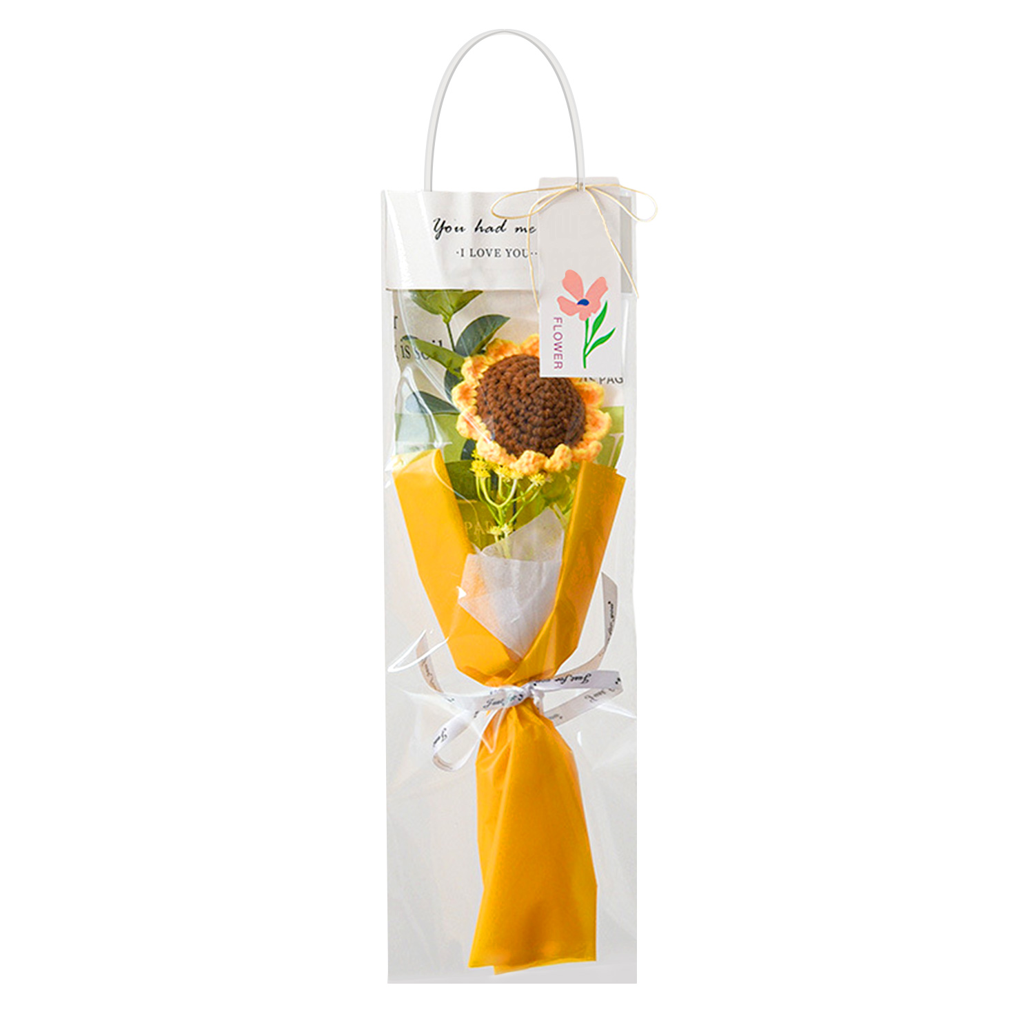 Boquetx Artificial Flower Handmade Knitted Sunflower Bouquet for