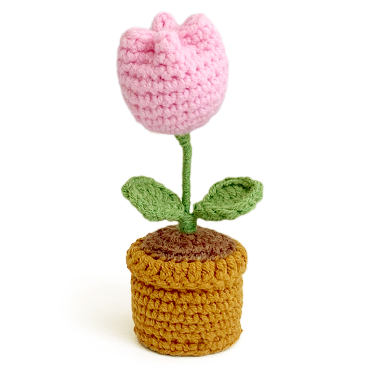 Boquetx Artificial Flowers Handmade Knitting Potted Tulip 15 cm